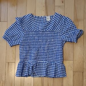 Mauve Women's Size Medium Blue Checkered Top